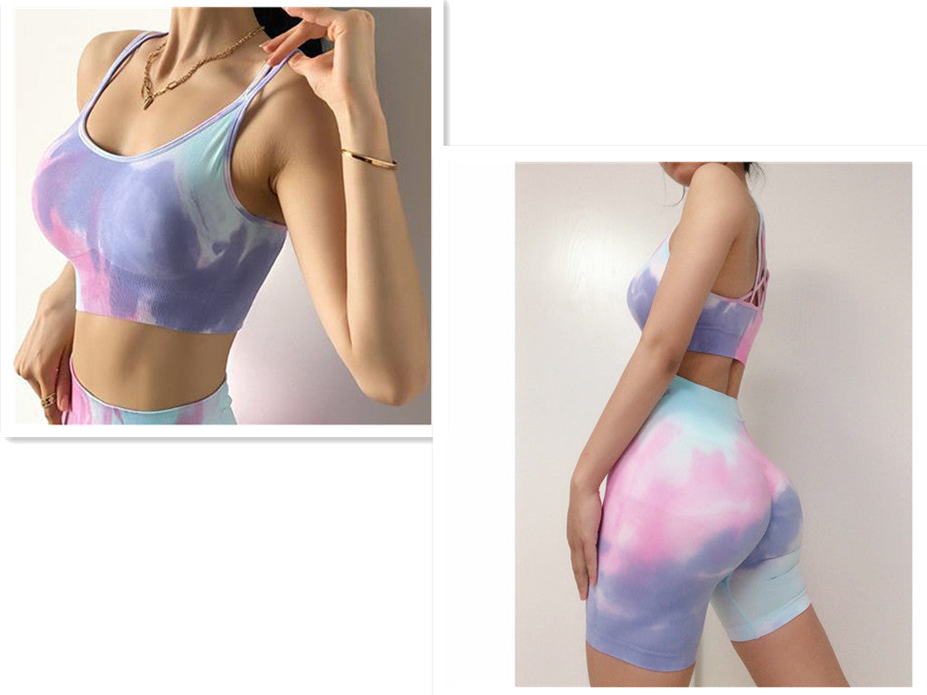 Sport Seamless Booty Shorts Women Elastic Tie Dye High Waist - FlexAura Fit