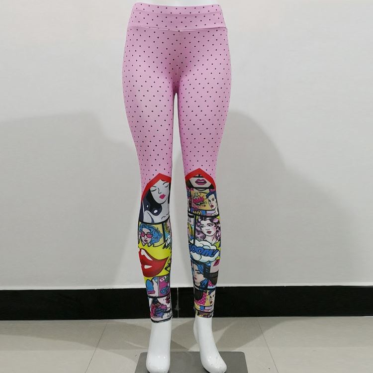 High Waist Comic Design Pant Leggings Fitness Sports Pants