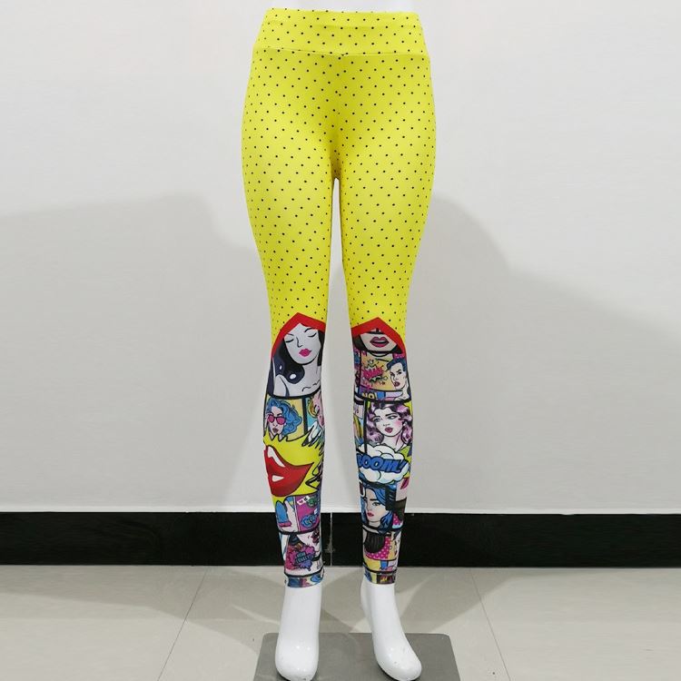 High Waist Comic Design Pant Leggings Fitness Sports Pants