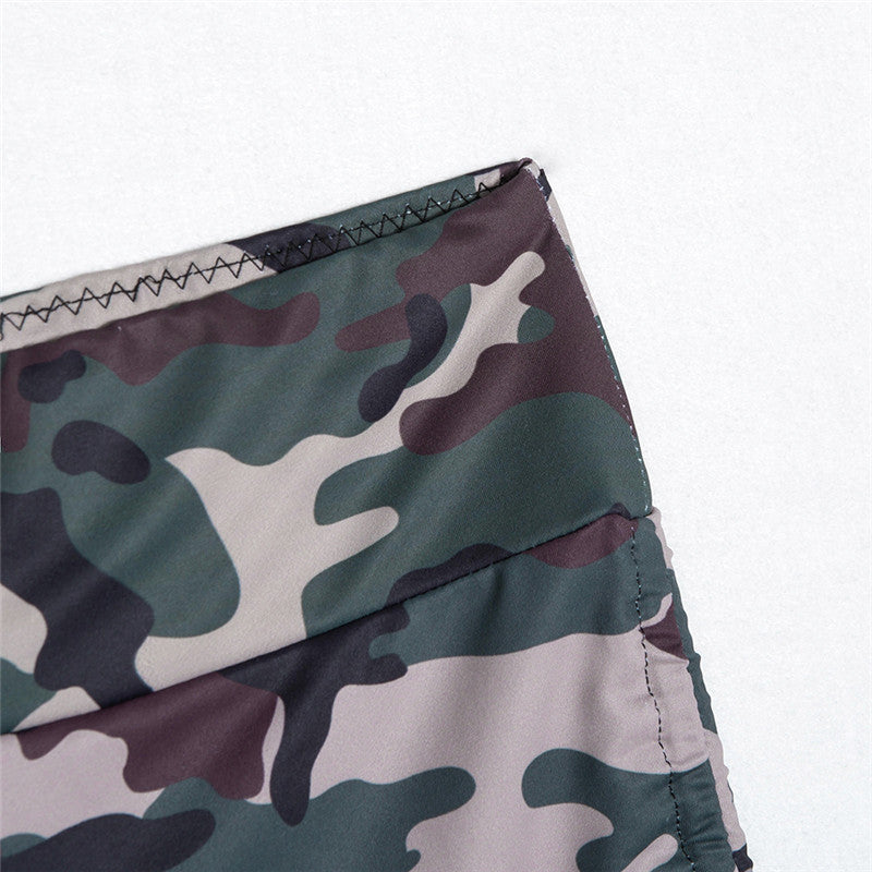 Gym Fitness High Waist Camouflage Shorts