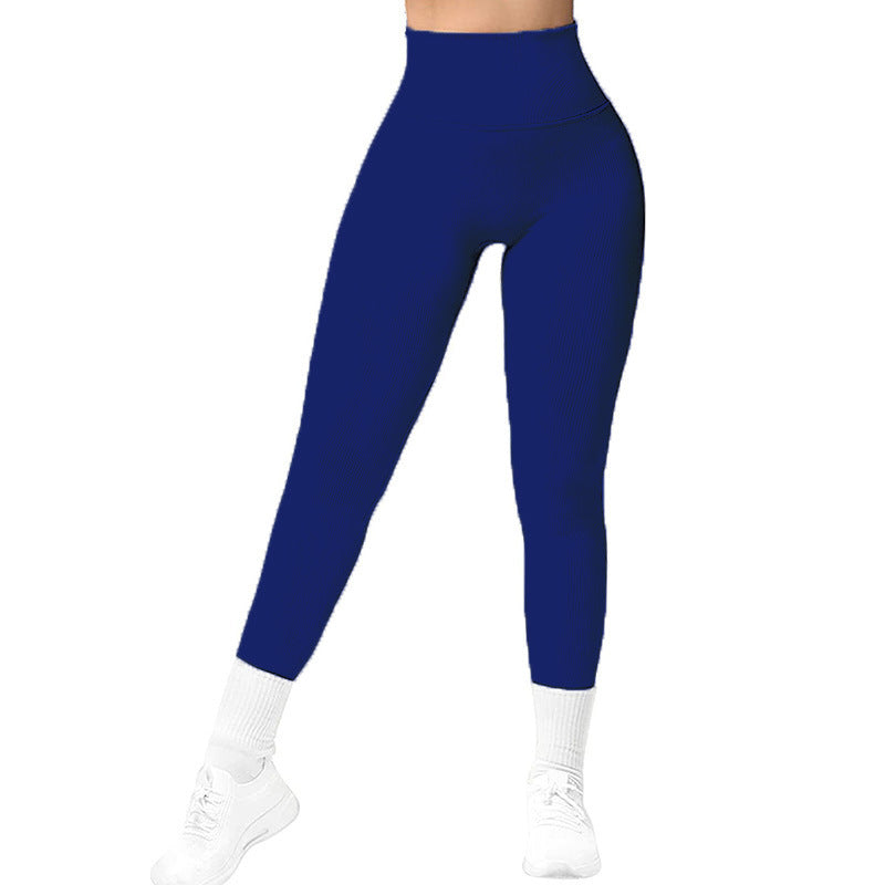 High Waist Seamless Threaded Knitted Fitness Leggings Pants