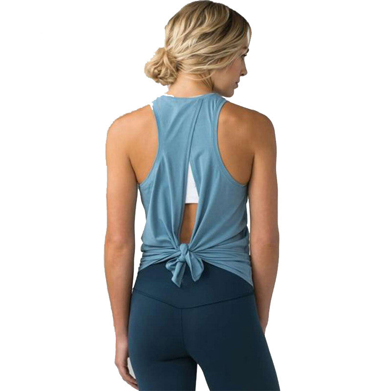 Women Backless Yoga Tank Top Shirts Sleeveless Off Shoulder Sports T Shirt Backless Crop Tops Racerback Gym Workout Clothes - FlexAura Fit