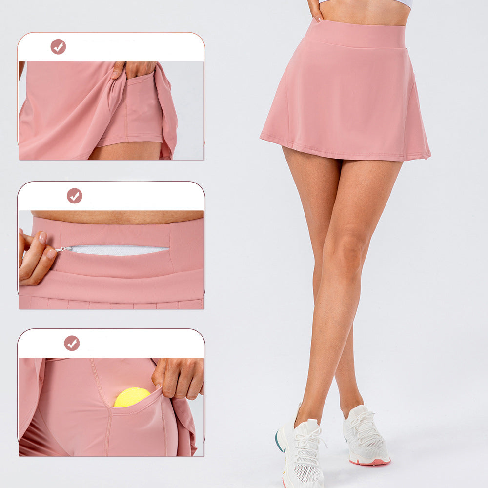 Tennis Skirt With Zipped Pocket Pleated Sports Skirt