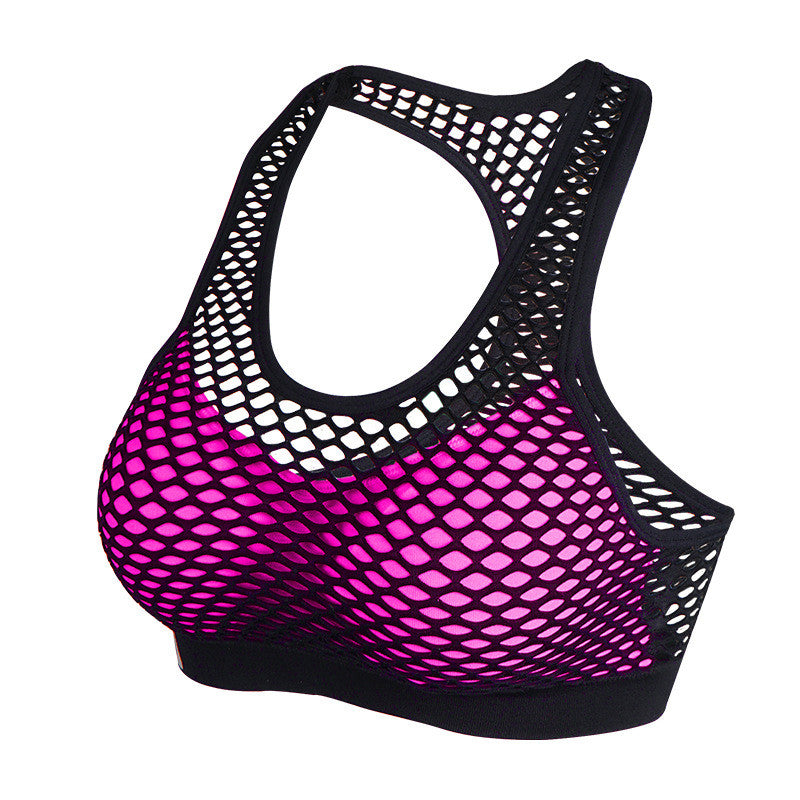 Sports Bra Fitness Shockproof Mesh Hollow Out Breathable Tank Top