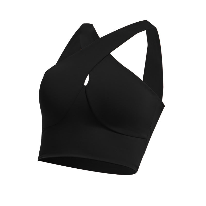 Cross Gather Shockproof Fitness Yoga Vest Bra With Chest Pad