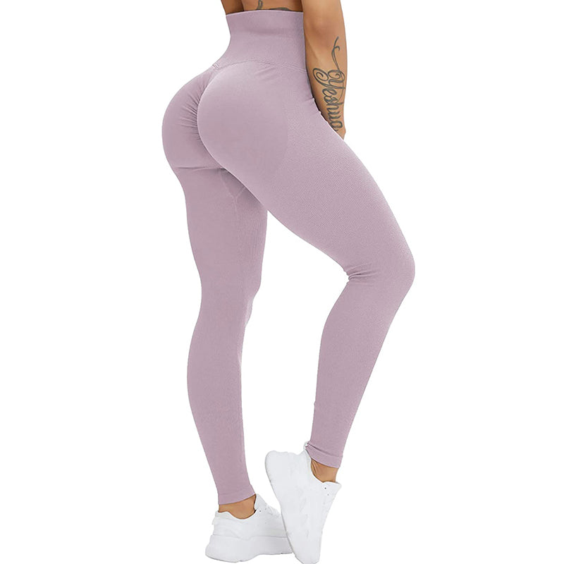 High Waist Seamless Threaded Knitted Fitness Leggings Pants