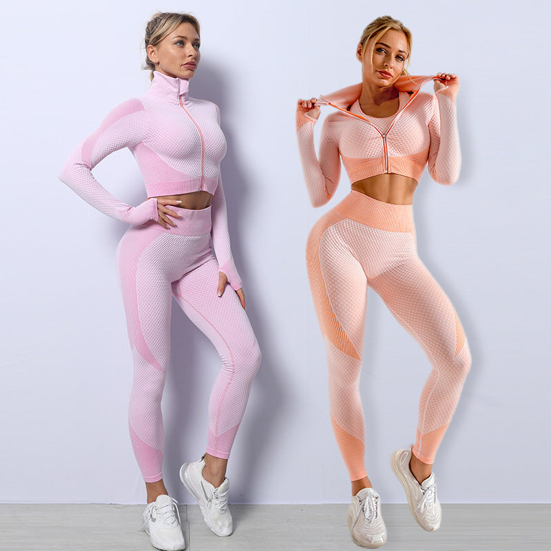 Seamless Sportwear Women Fitness Gym Clothing 3PCS Set