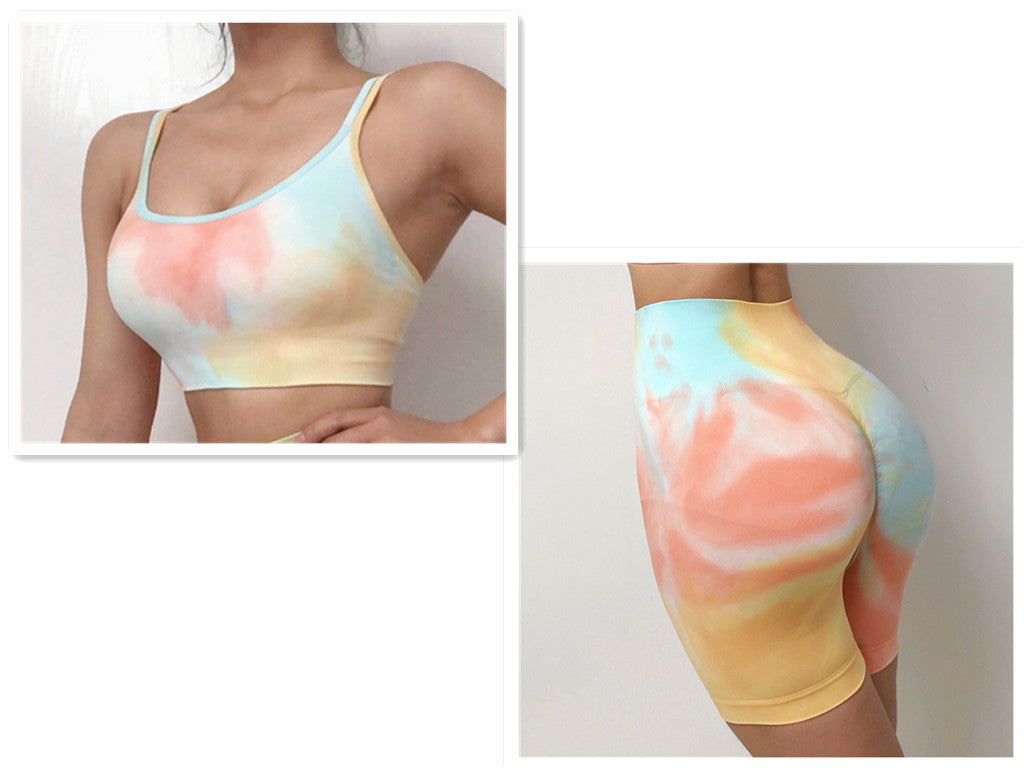 Sport Seamless Booty Shorts Women Elastic Tie Dye High Waist - FlexAura Fit